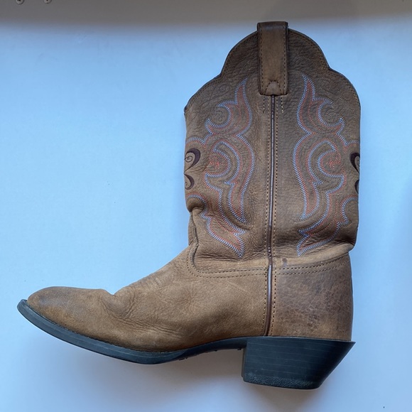 Tony Lama Sorrel Bridle RR5003L Cowboy boots for women side 8.5 leather distress - Picture 4 of 10